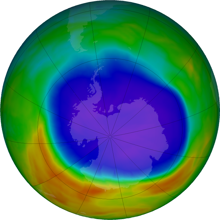 Antarctic ozone map for 24 September 2018